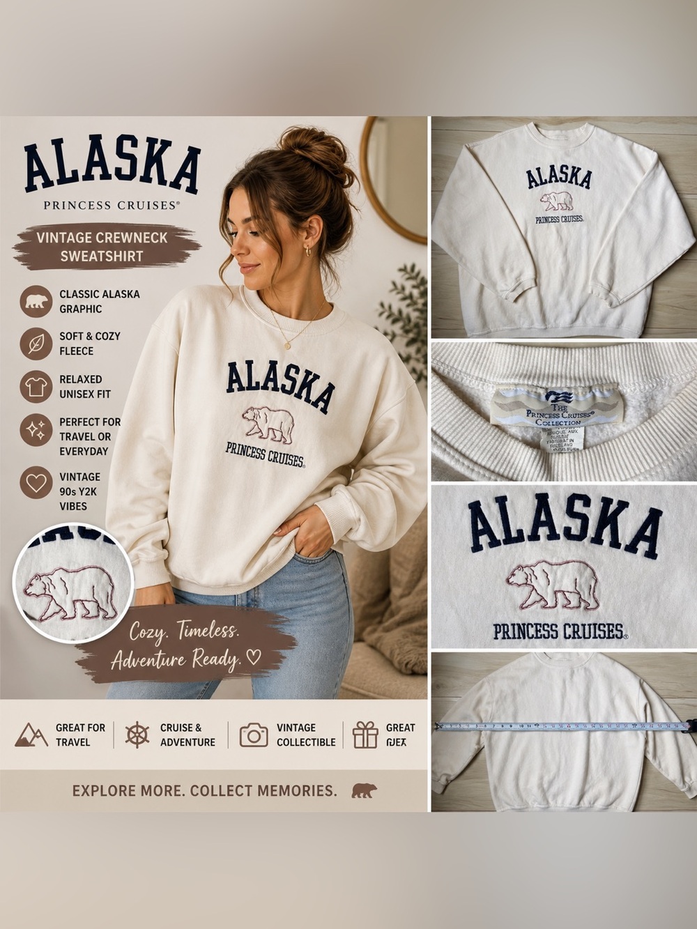 Alaska Princess Cruises Sweatshirt Crewneck Fleece Vintage Graphic Pullover